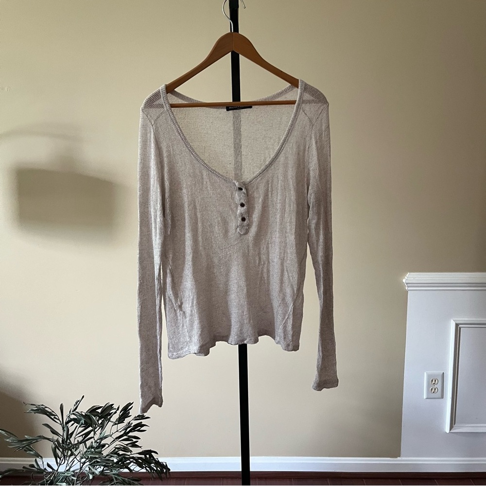 Brandy Melville Beige Henley